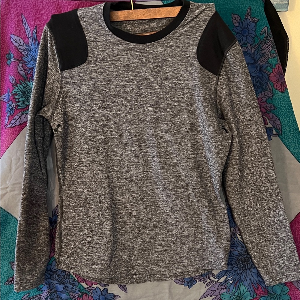 Lululemon Athletica Heathered Gray Top with Black Accents